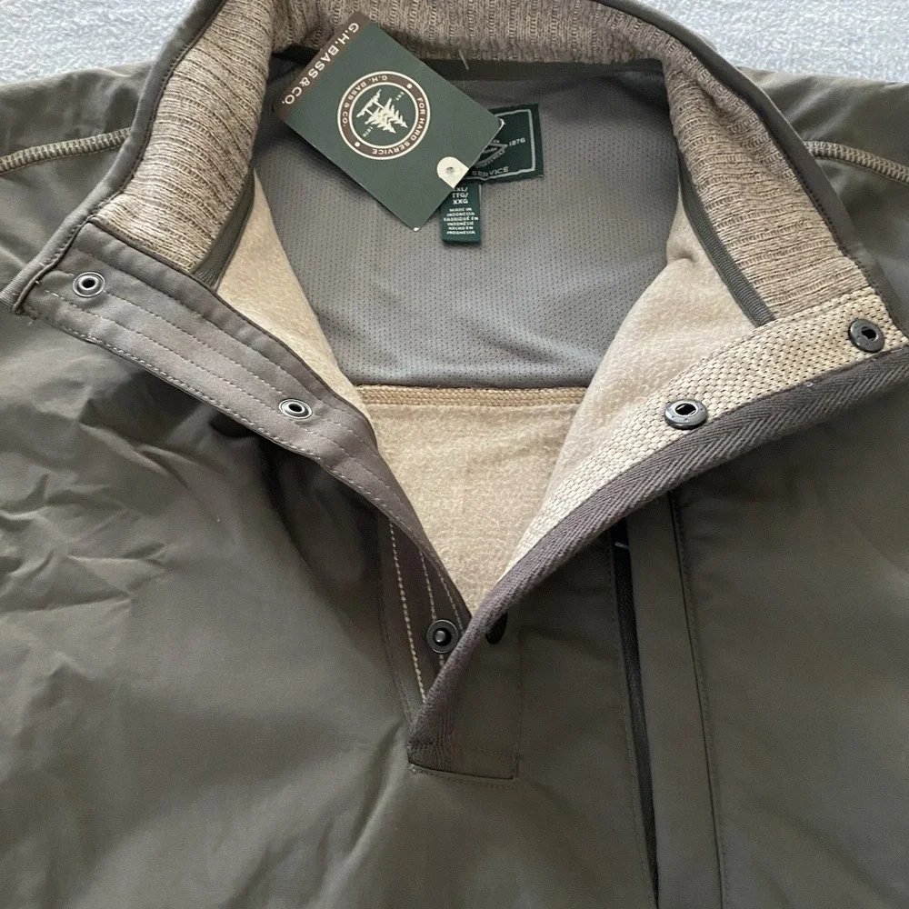 G.H. Bass Jacket Men's XXL Brown Tan Workwear Pullover Sweatshirt Camp Outdoors‎